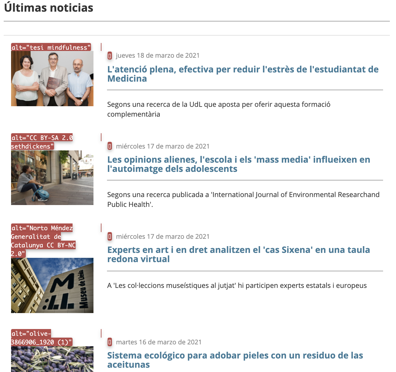  Imagen con texto no accesible en la etiqueta ALT